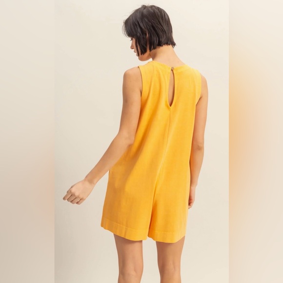 Free People Beach Slouchy Oversized Cotton Boho Romper Golden Yellow Size Large - Picture 3 of 11